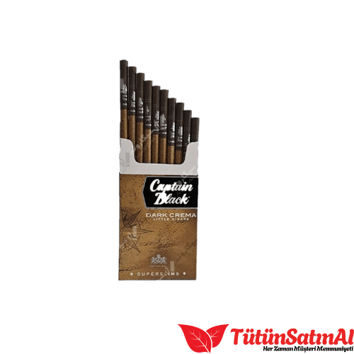 Captain-Black-Dark-Crema-Superslim.png Captain Black Dark Crema Superslim – Kremalı Aroma, İnce İçim - Görsel 1