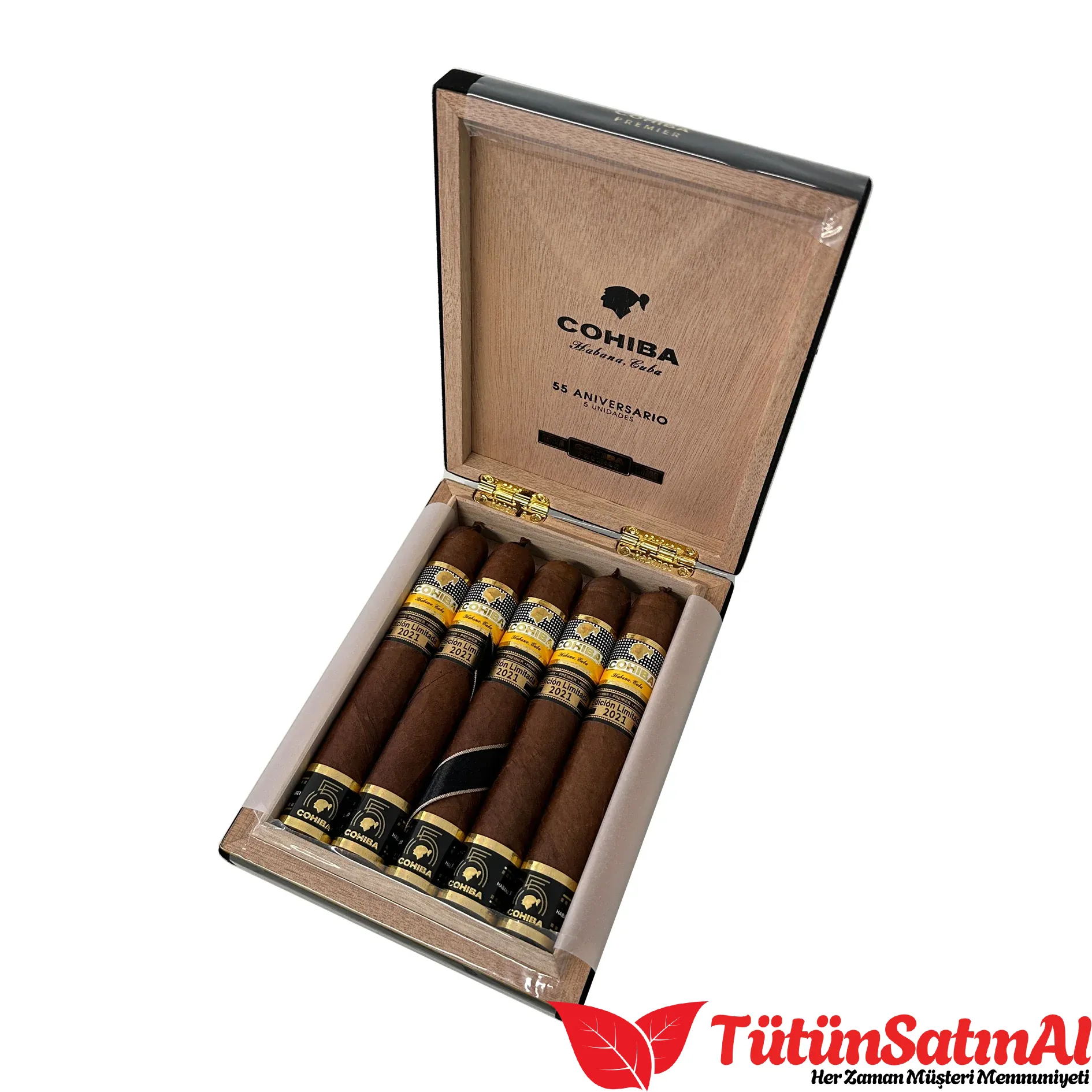 Cohiba_55_Cigar_premier_edicion_limitada_2021.webp Cohiba 55 Aniversario Edición Limitada 2021 Premier 5’li Ahşap Kutu - Görsel 1