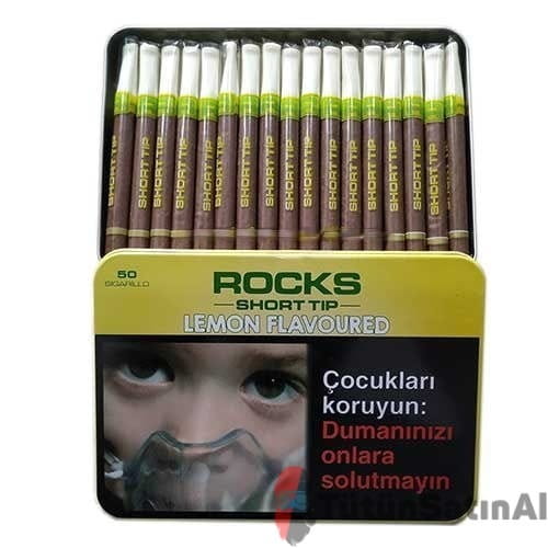 Rocks-Short-Tip-Lemon-Sigarillo.jpg Rocks Short Tip Lemon Sigarillo - Limon Aromalı - Görsel 1
