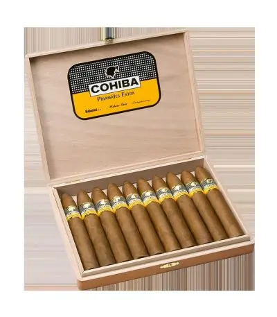 Cohiba Pirámides Extra 10’lu açık ahşap puro kutusu