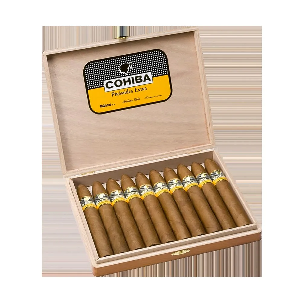 Cohiba Pirámides Extra 10’lu açık ahşap puro kutusu