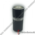 Lubinski Metal Silindir Seyahat Humidor Puro Kutusu 7'li Karbon (Siyah-Gümüş Gri)