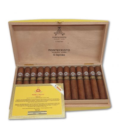 Montecristo Supremos Edición Limitada 2019 25’li ahşap kutu açık görünüm