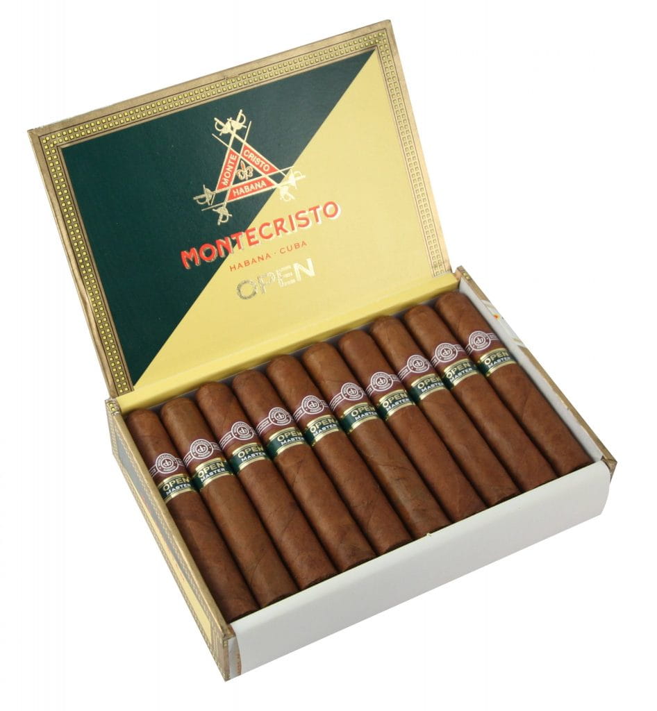 Montecristo Open Master 20’li ahşap kutu, açık kutu görünümü