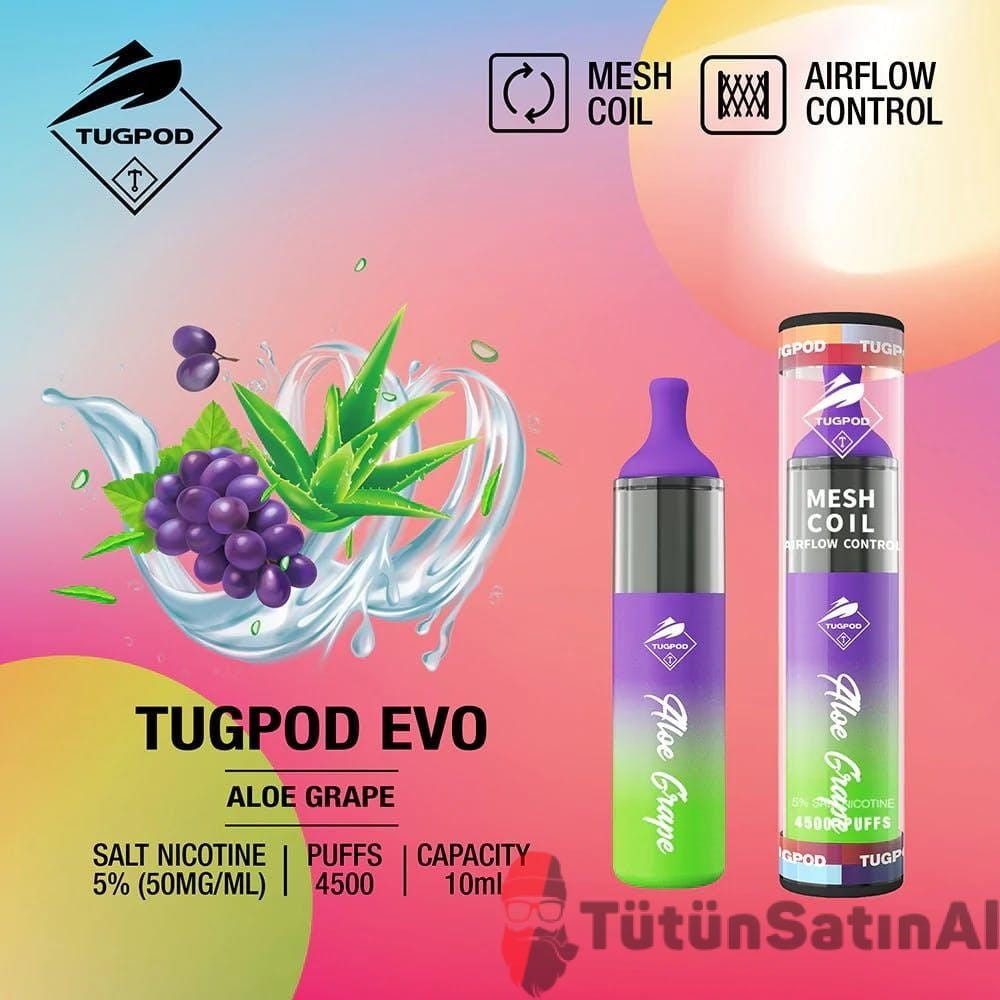 tugboat-evo-4500-puffs-aloe-grapejpgw1920q75.jpeg Tugboat Evo 4500 PUFFS - Aloe Grape - Görsel 1