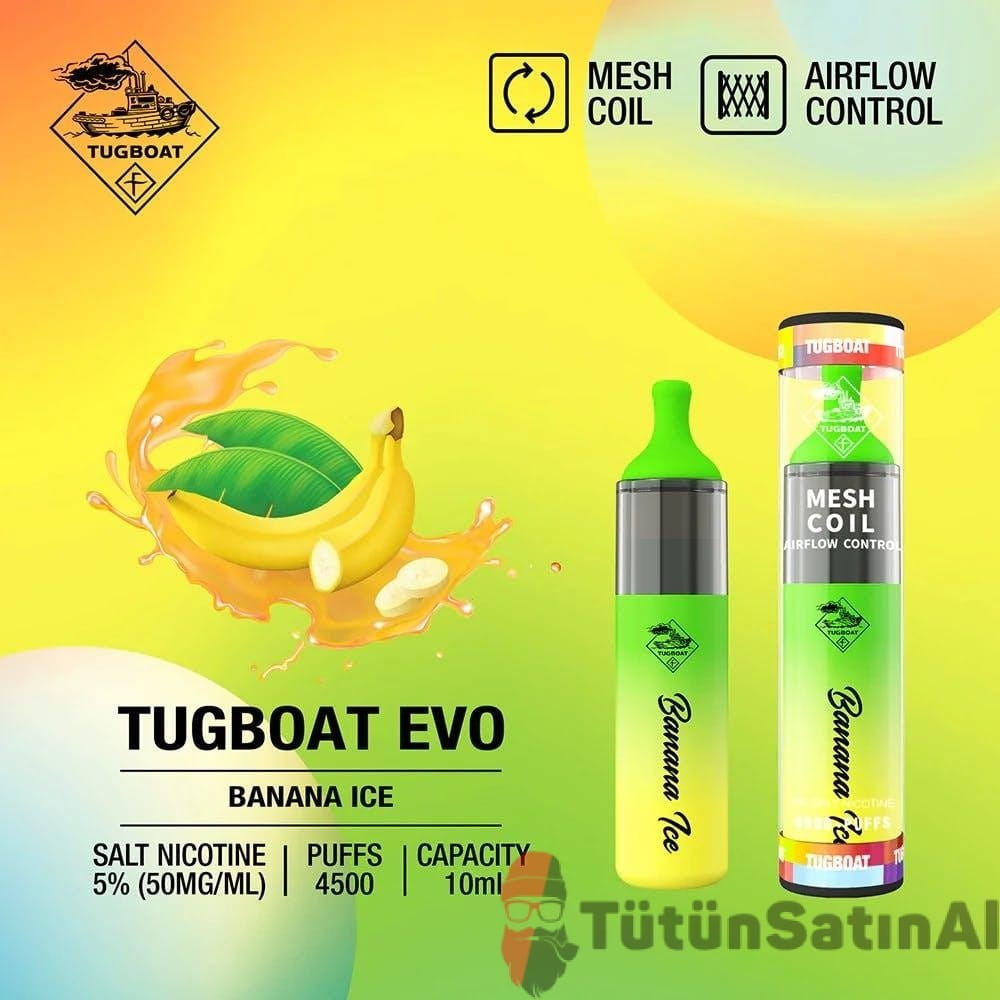 tugboat-evo-4500-puffs-banana-ice-muz-mentoljpgw1920q75.jpeg Tugboat Evo 4500 PUFFS - Banana Ice Muz Mentol - Görsel 1