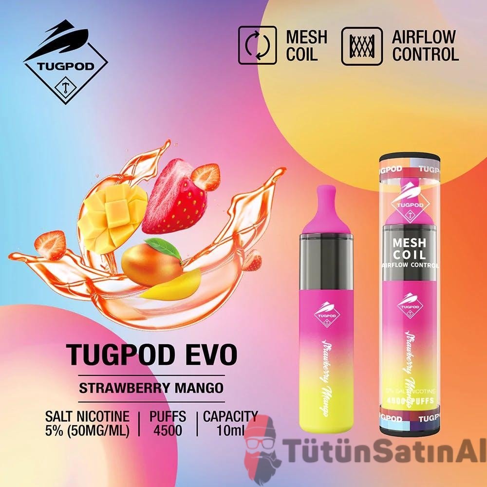 tugboat-evo-4500-puffs-strawberry-mango-cilekli-mangojpgw1920q75.jpeg Tugboat Evo 4500 PUFFS - Strawberry Mango Çilekli Mango - Görsel 1